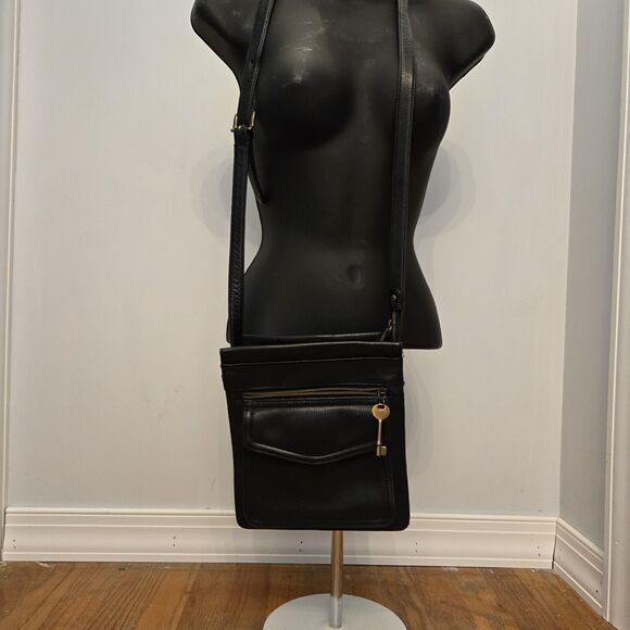 fossil black pebble leather crossbody Small Purse - Picture 11 of 11